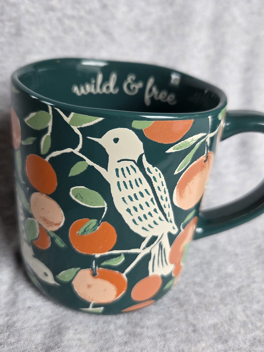 Opalhouse Green Stoneware Wild And Free Bird Mug